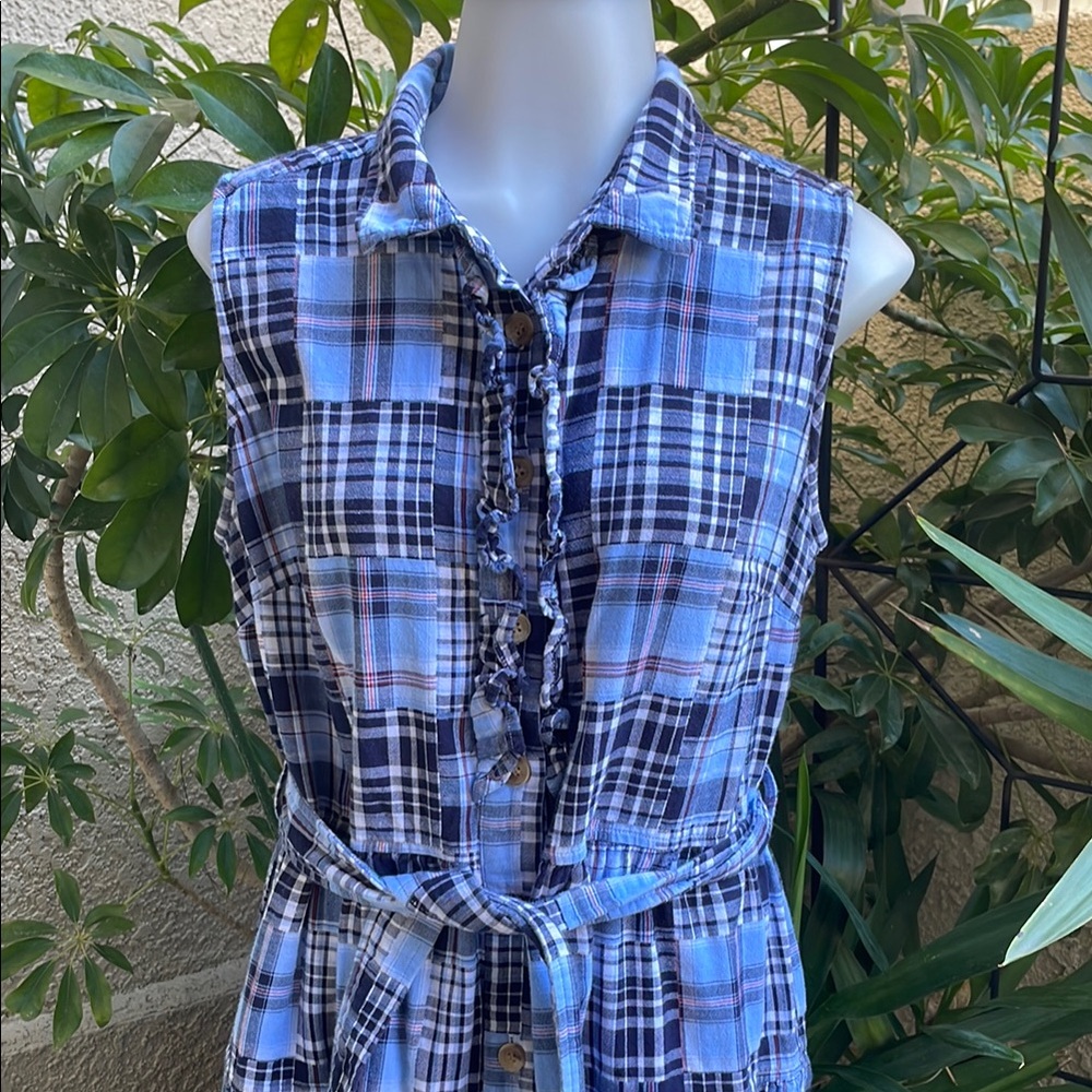Vintage Multicolored Plaid Tommy Hilfiger Cotton Sleeveless Dress - Picture 2 of 11